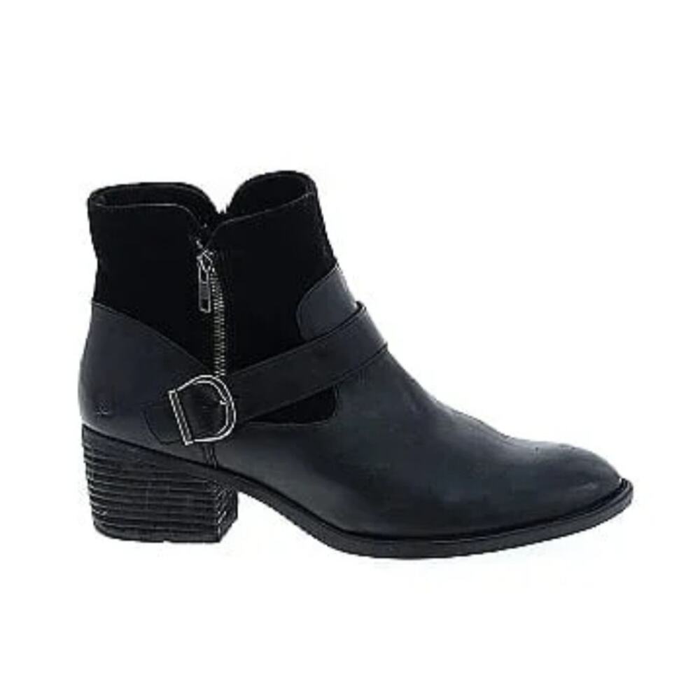 Born Womens Korita Western Black Suede Leather Booties Moto Biker Size 7.5